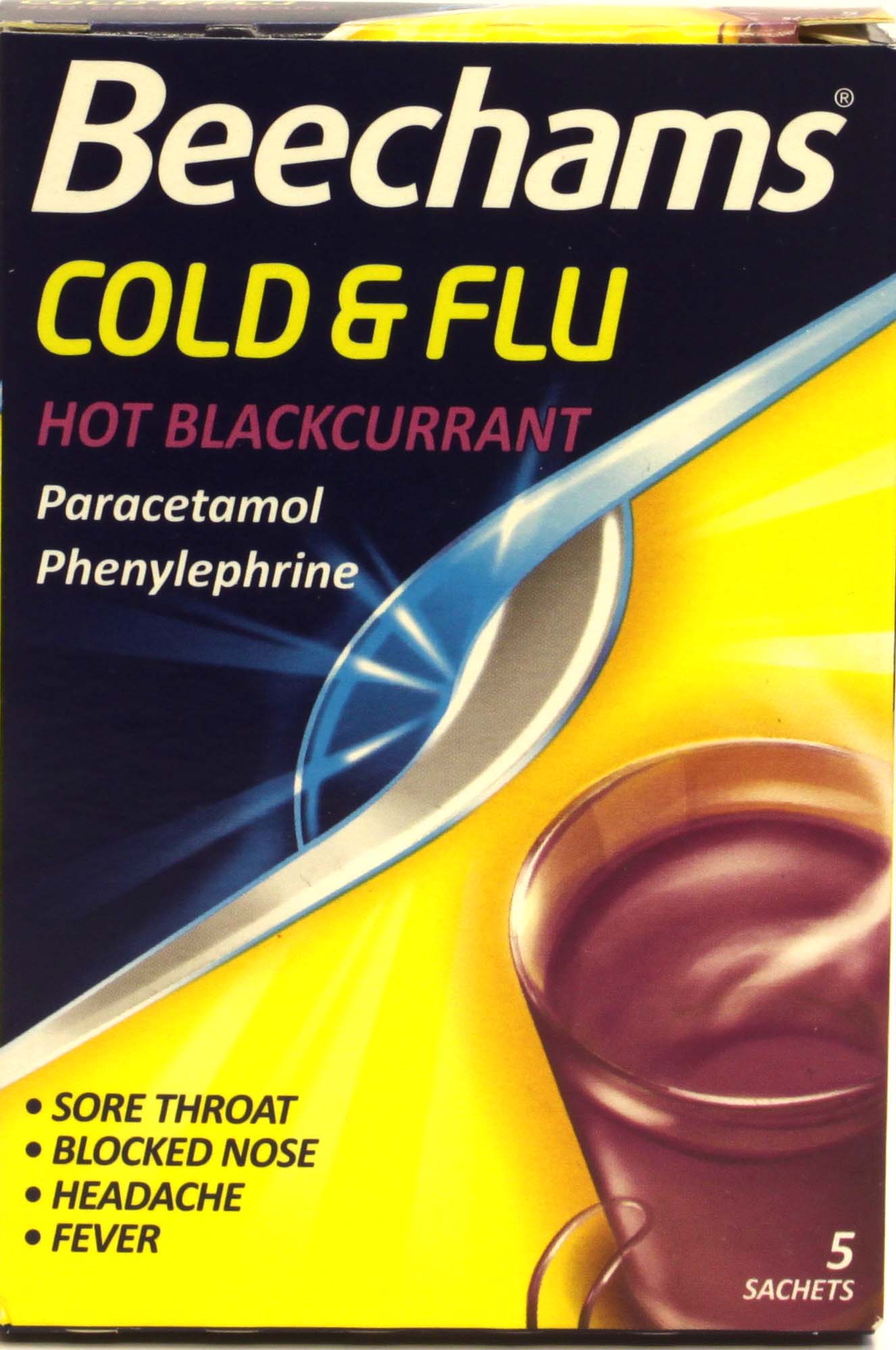 beechams cold and flu hot blackcurrant