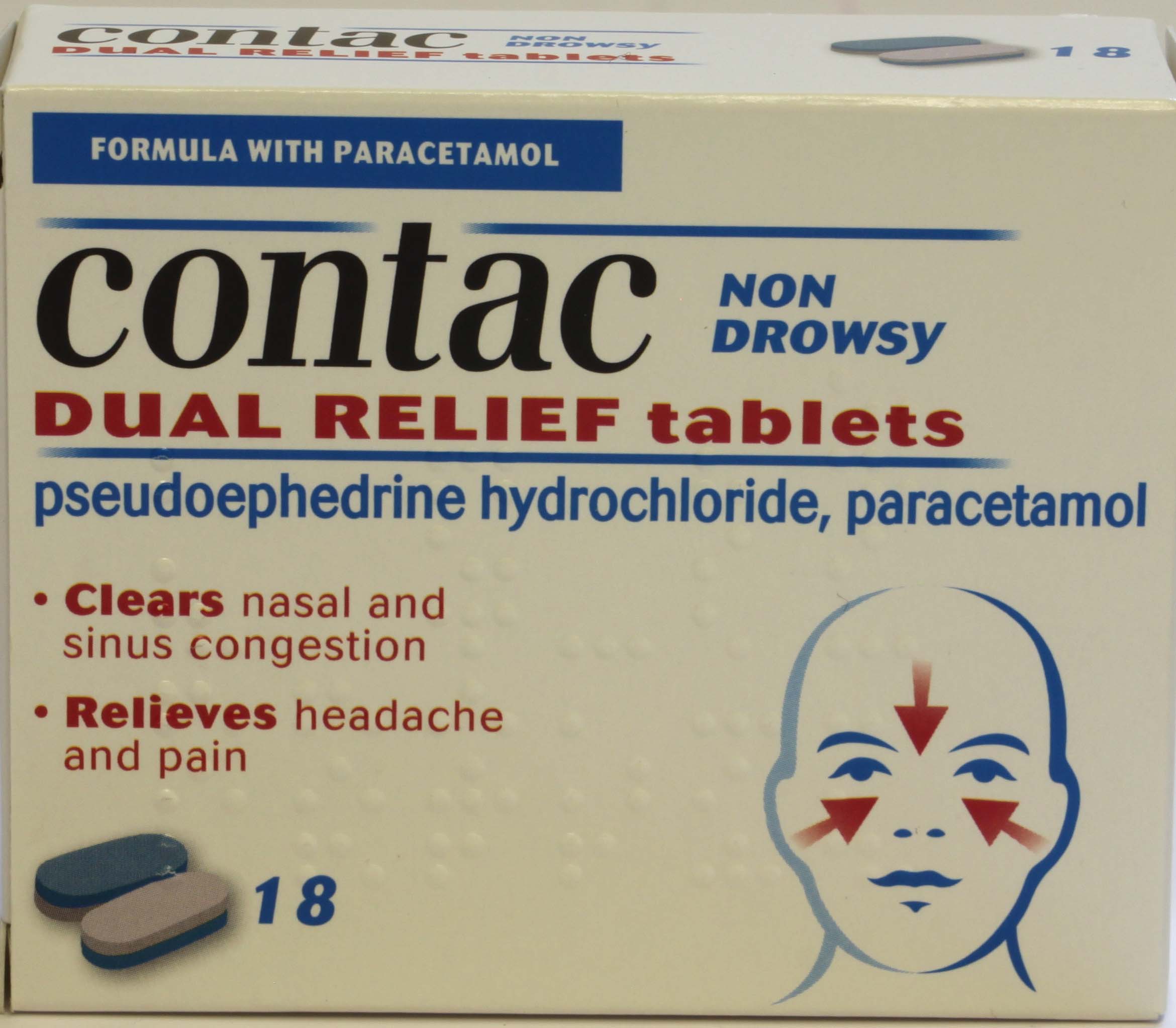 Contac Non Drowsy Dual Relief Tablets - 18