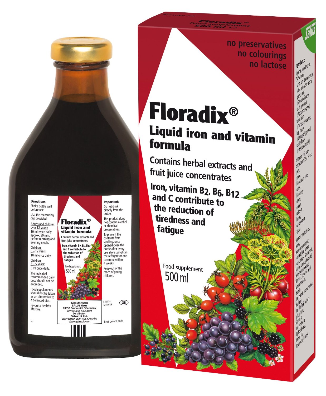 Floradix Liquid Iron and Vitamin Formula - 500 ml