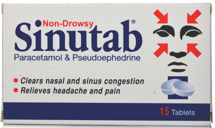 Sinutab Non-Drowsy - 15 Tablets.