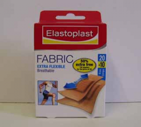 Elastoplast fabric strips extra flexible - 24 x 19mmx65mm and 6 x 30mmx65mm